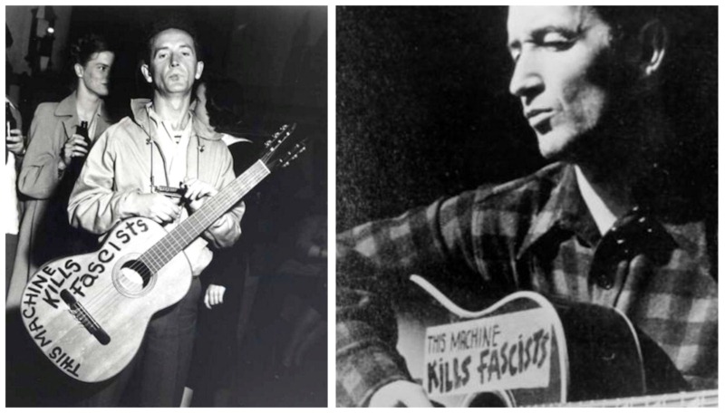 This Machine Kills Fascists - Woody Guthrie, two guitars-8x6